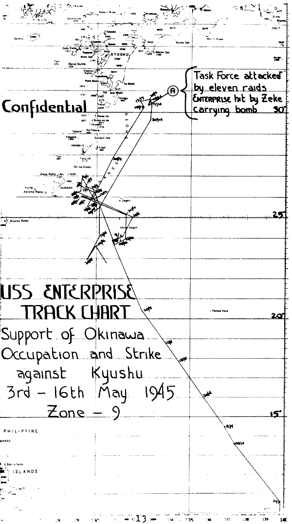 USS Enterprise Track Chart: 3-16 May 1945