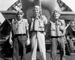 A VT-10 aircrew: Donald P. Fauth AMM 1/c, LT(jg) Joseph A. Doyle, Lawrence E. Byrum ARM 2/c.