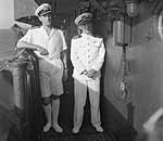 Lord Louis Mountbatten and Captain George Murray on bridge of Enterprise CV-6, 25 September 1941.