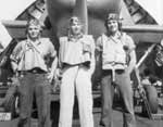 LT(jg) Charles E. Henderson (center) and his VT-10 air crew, in spring 1944.