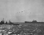 Enterprise CV-6 and an accompanying destroyer in Fleet Problem XX, February 1939.