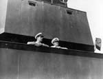 Lord Louis Mountbatten with Captain George Murray on bridge of Enterprise CV-6, 25 September 1941.