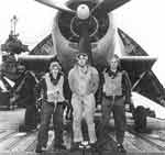 Ensign Knox O. Scott and his VT(N)-90 air crew, in spring 1945.