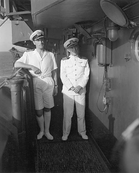 Lord Louis Mountbatten and Captain George Murray on bridge of Enterprise CV-6, 25 September 1941.