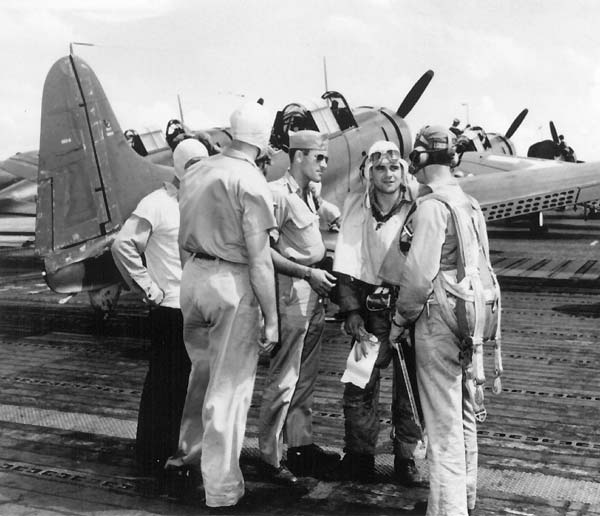 ENS Donald Dean and Aviation Radioman James McGorry of Bombing Squadron Ten.