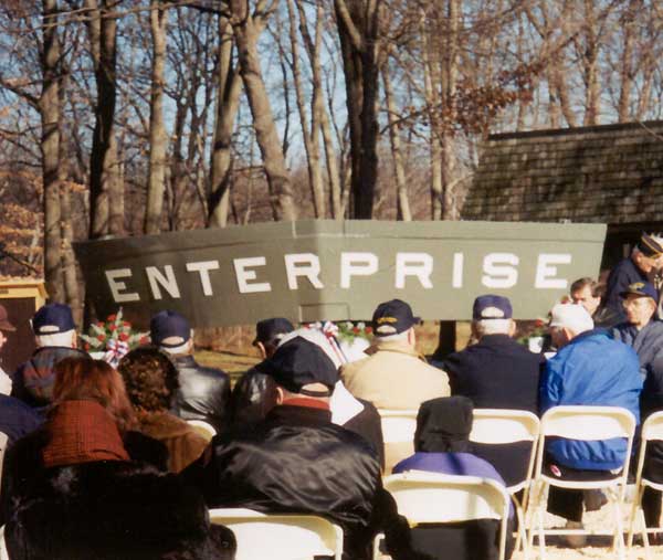 Enterprise CV-6's stern plate in its new, permanent home in River Vale, New Jersey.